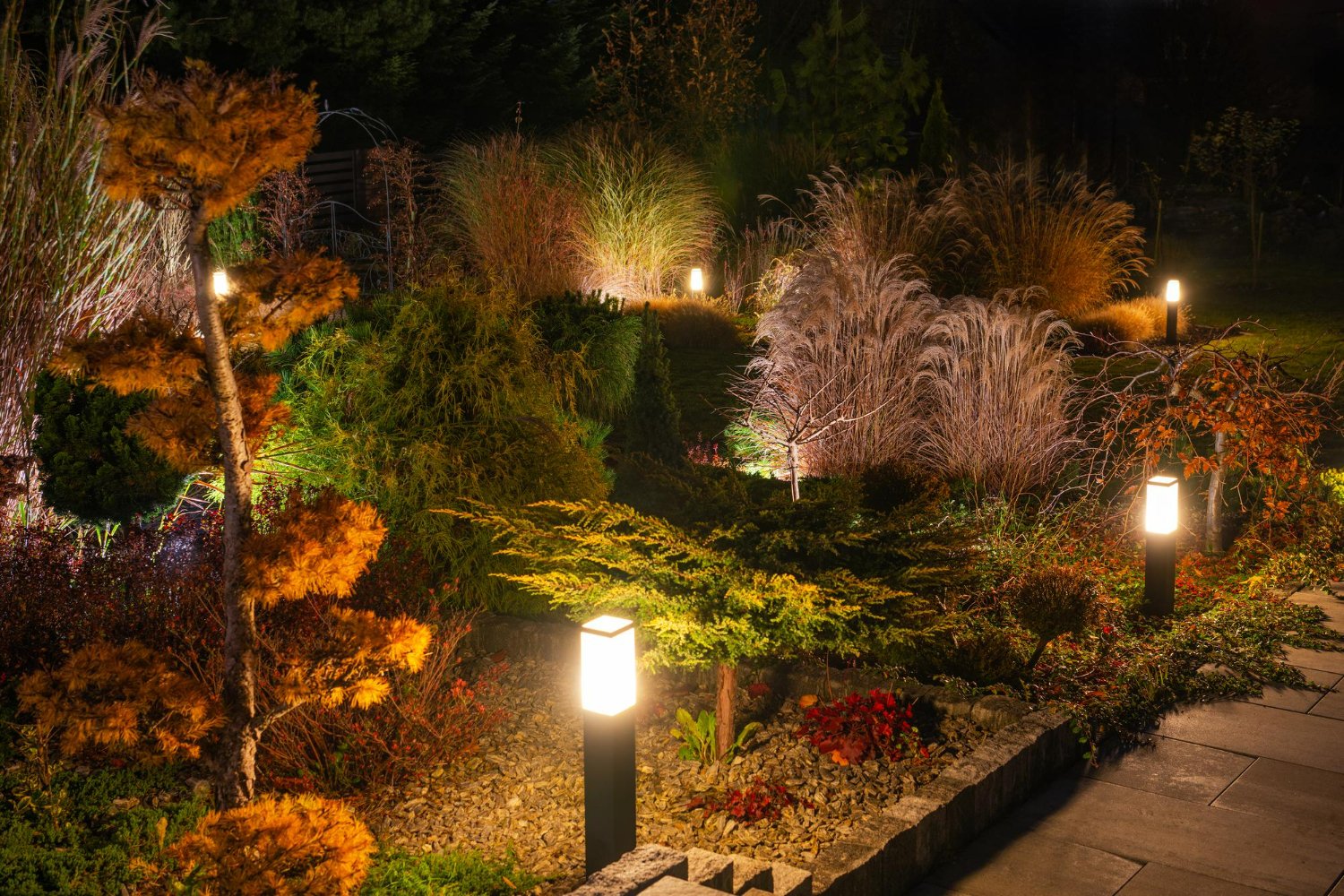 Cozy outdoor space illuminated with stylish Exterior Garden Lights