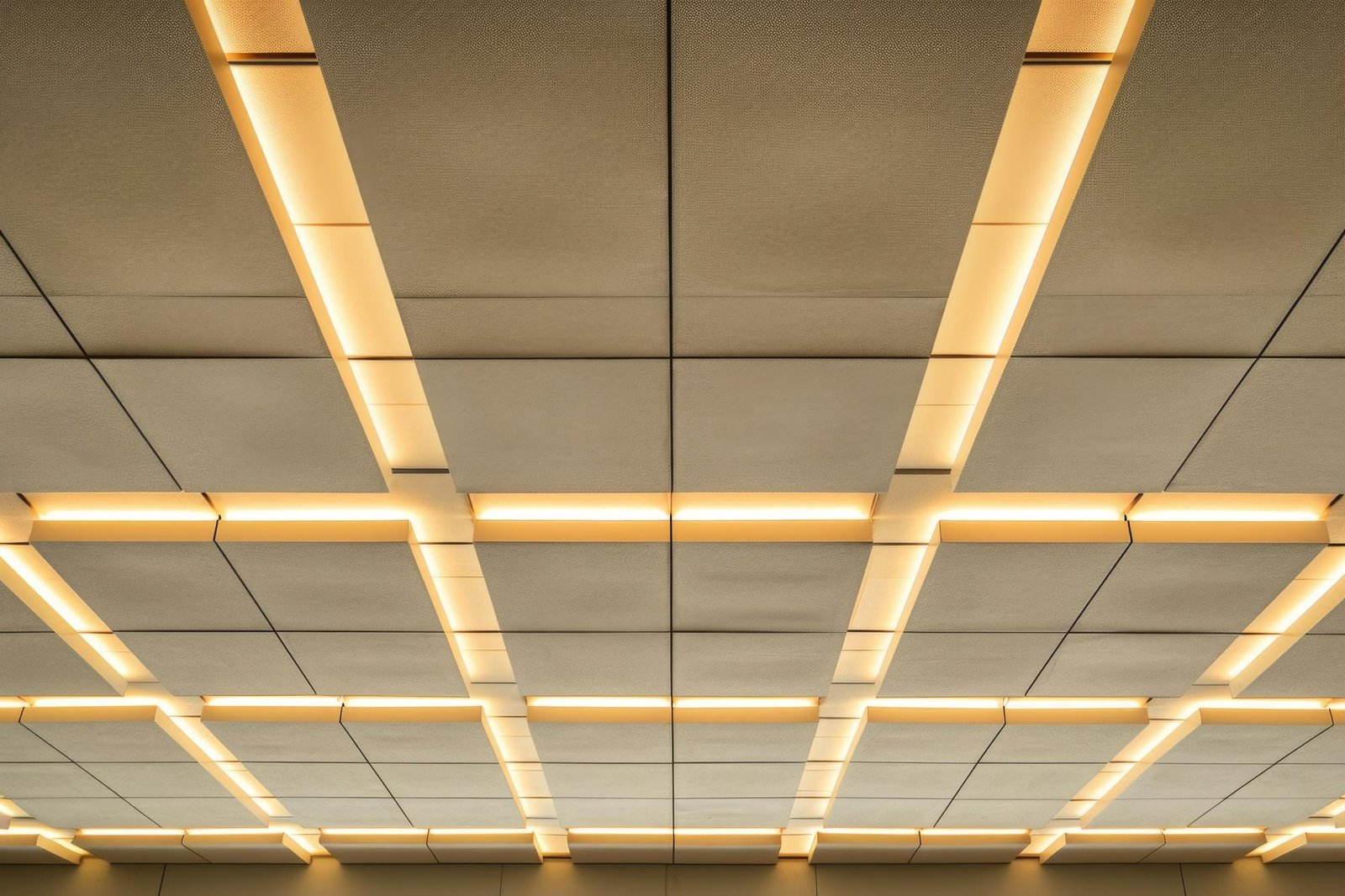 Facade ceiling lighting highlighting modern architecture