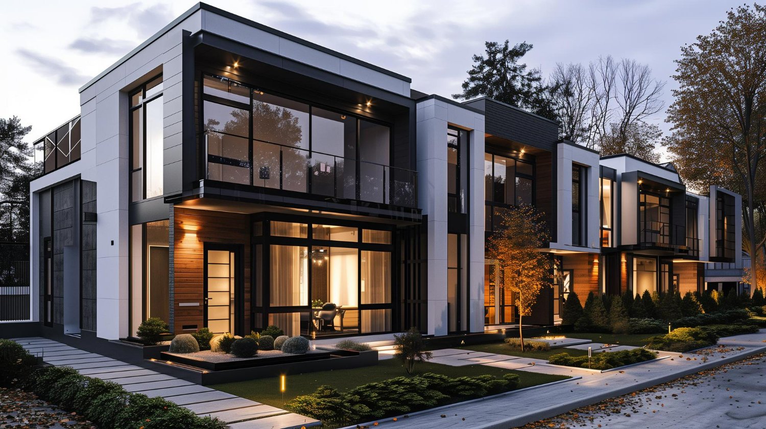 Facade light for home highlighting architectural features