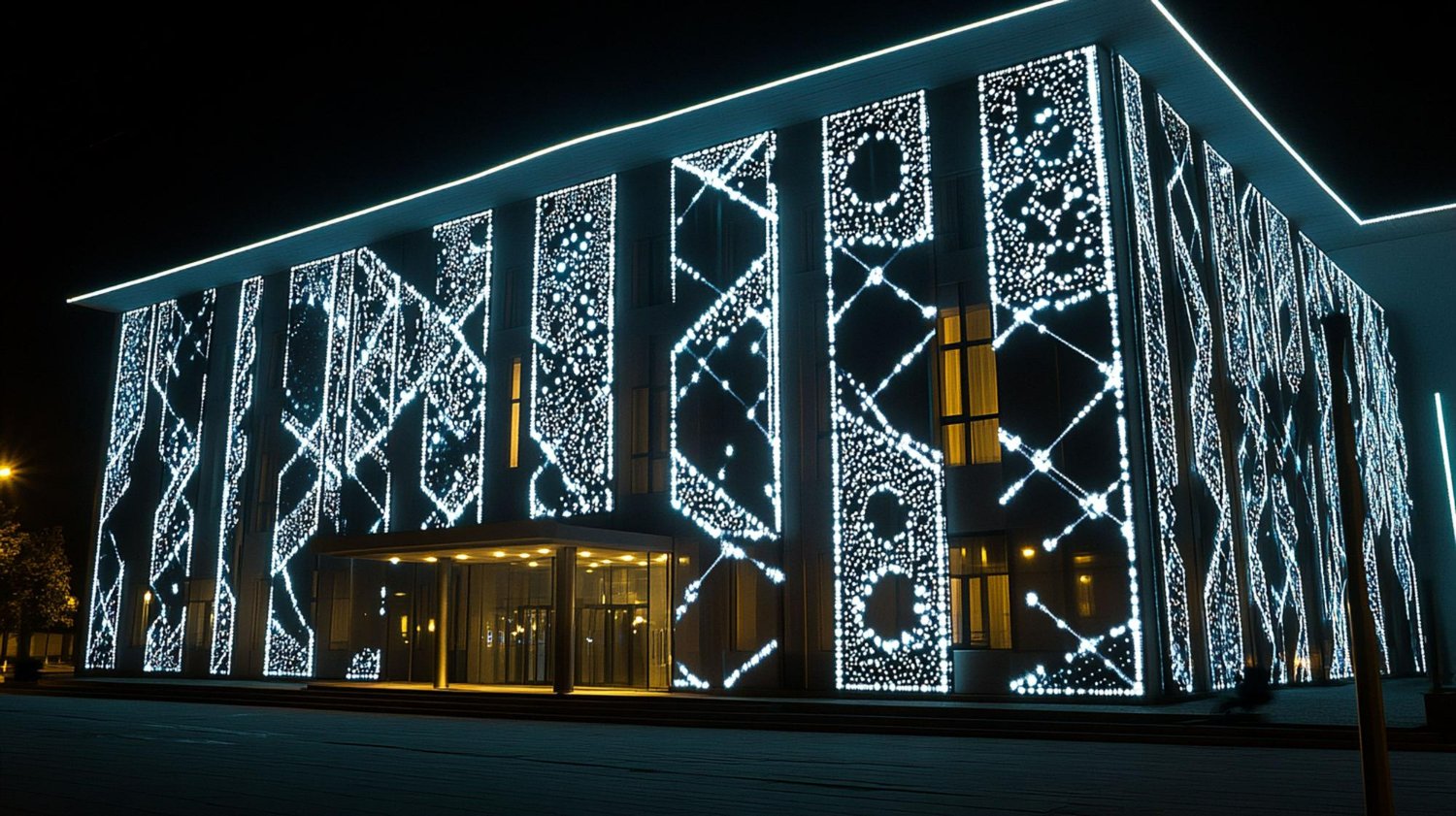 Facade Light Installation using smart controlled LED fixtures